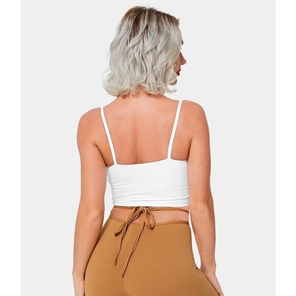 Halara Spaghetti Strap Crossover Plain Cropped Tank Top in White Size Small - Picture 2 of 8